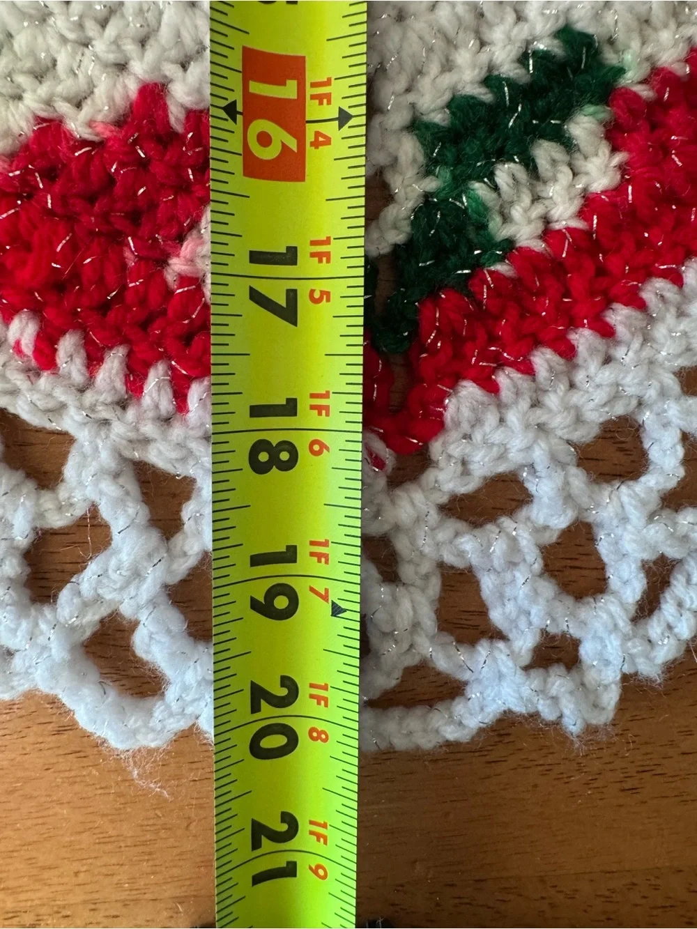 Hand-Crocheted Holiday Doily — Red, White & Green